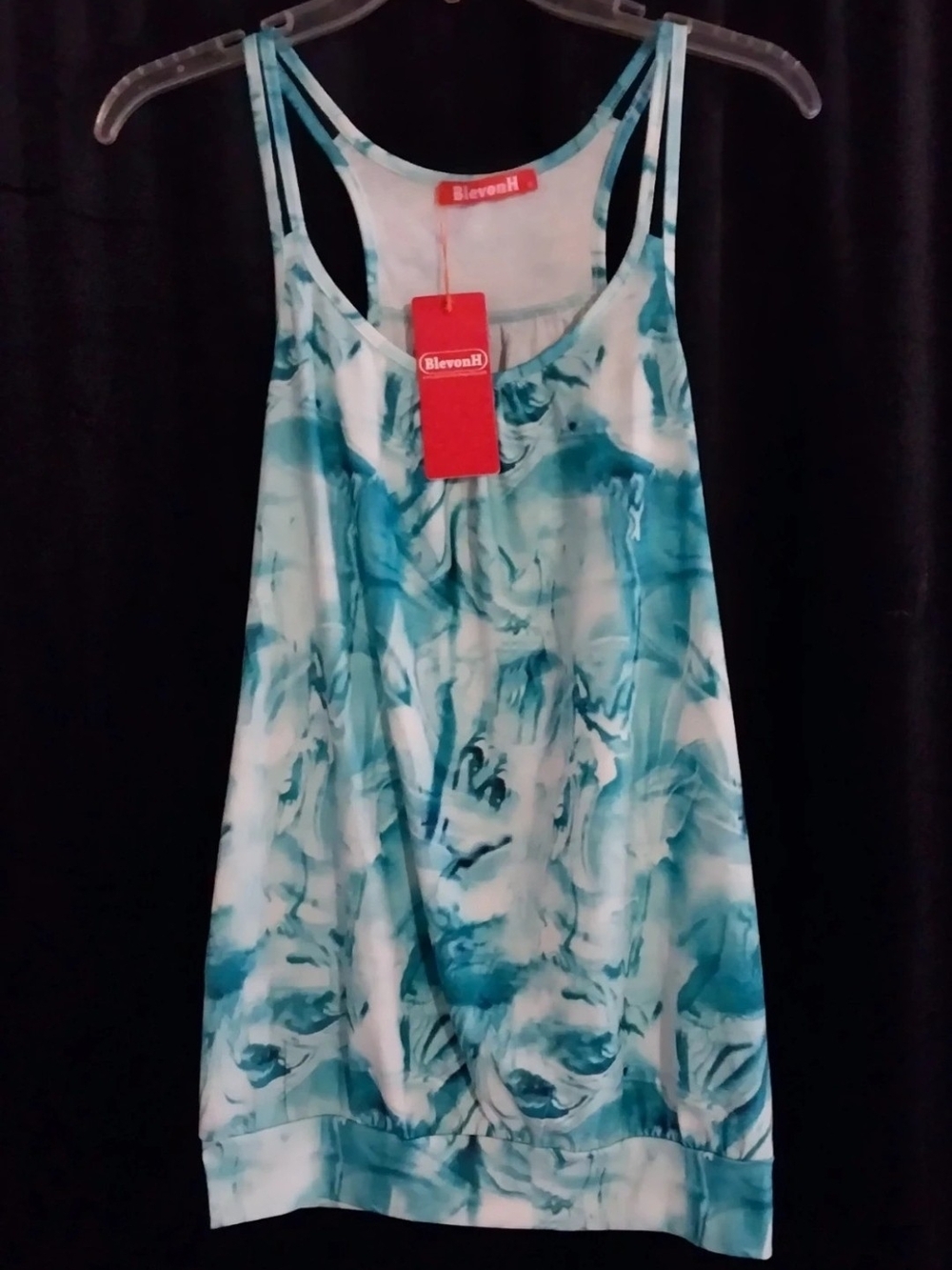 Women's Teal Marble-Print Tank Top
